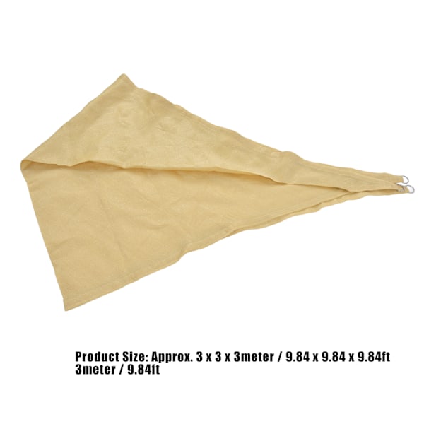 HDPE Kolmionmuotoinen Aurinkovarjo 3x3m Beige Katos Puutarhaan ja Uima-altaalle UV-Suojalla