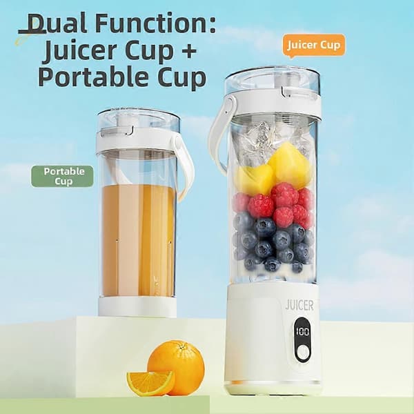 Bærbar blender til shakes med digitalt display – ideel til udendørs brug White