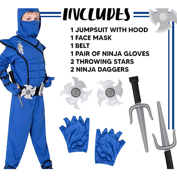 Ninja Cosplay kostume (sort) blue M