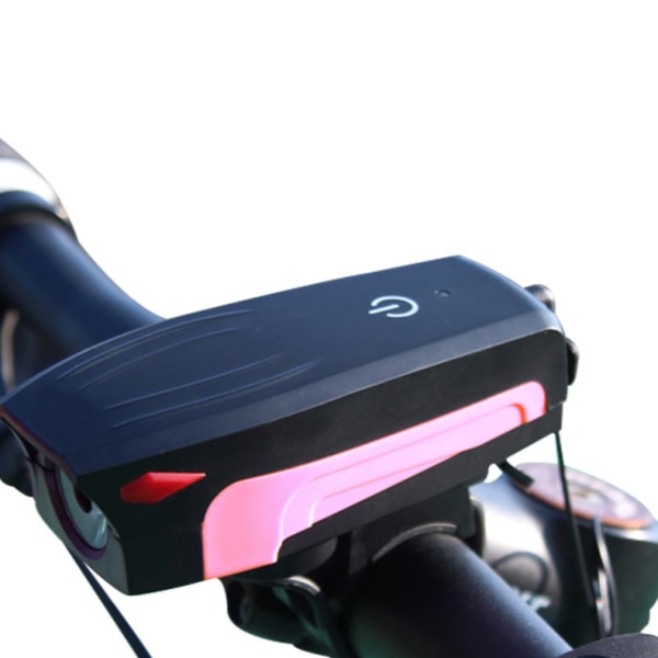 Ny vandtæt cykelhorn forlygte Mountainbike forlygte med kraftfuld USB-opladning touchskærm dørklokke (pink),