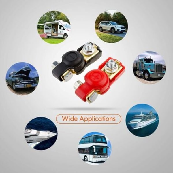 Batteristik Batteriterminaler Batteristik, batterikontakt til båd/lastbil/bil/varevogn, rød og sort, positiv og negativ
