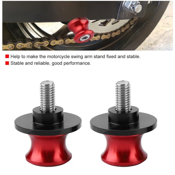 2 stk. 6 mm Motorcykel CNC Baghjulsophæng Swingarm Spoler Rød