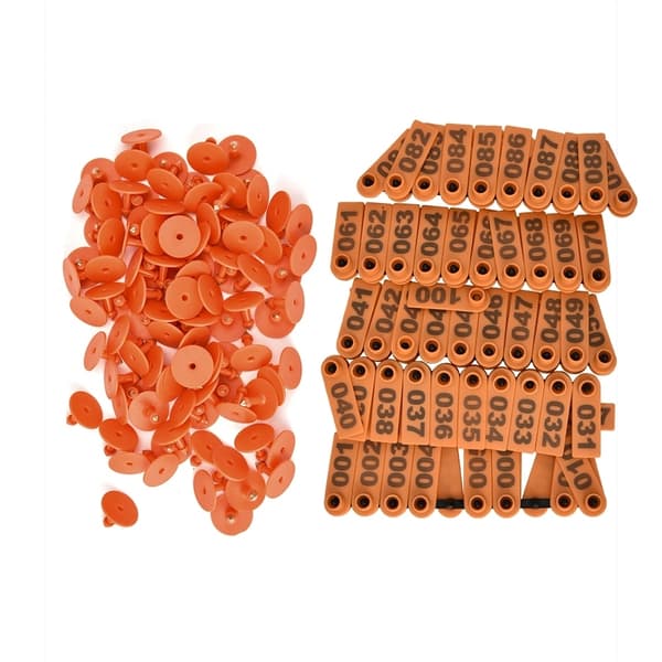1 100 Plastnummer Öronmärke för Get Får Gris Orange