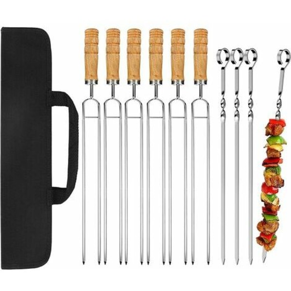 Kartokner Grillspett Kebabspett i rostfritt stål Återanvändbart U-spett Grillspett 40 cm (10 stycken)