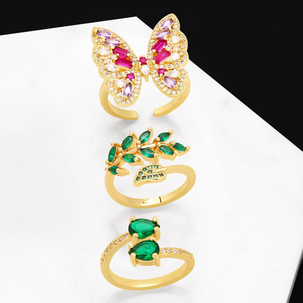 Ring Vintage Zircon Butterfly Fashion smykker Ac10596 A