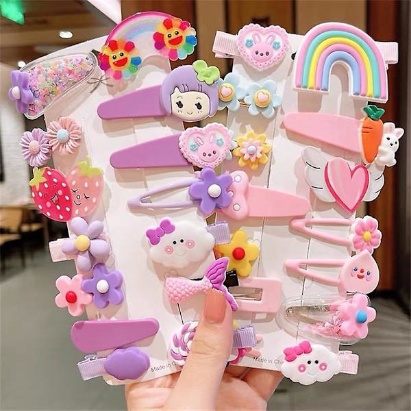 Hårtilbehør Sæt Søde Farverige Mønstre Baby Hårspænder Sæt Kombinations Barrettes Til Børn Piger Pink