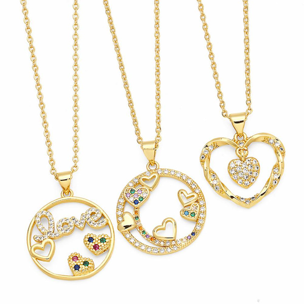 Halsband Vintage Zircon Heart Stud Modesmycken Ac8756 A