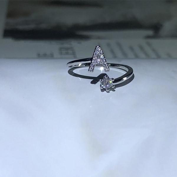 Ring Justerbar Open End Koppar Brev Kvinnor Finger Smycken För Dejting B