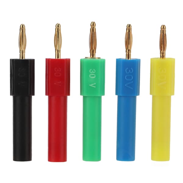 Biladapter: 5 stk 2 mm til 4 mm PA messingbananer