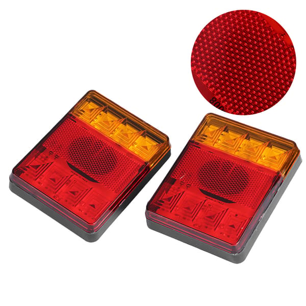 2 stk. 12V LED Baklys Blinklysindikator Vanntett Støtsikker for Tilhengere Lastebiler Båter
