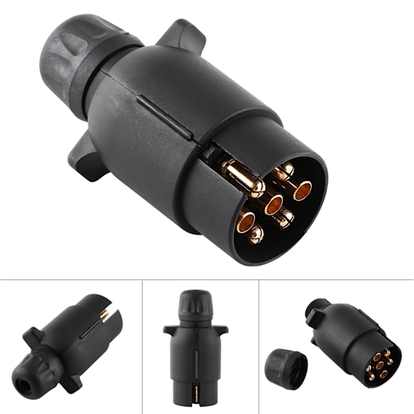 7-polet 12V N-Type Elektrisk Tilhengerkontakt Adapter i Plast - Svart