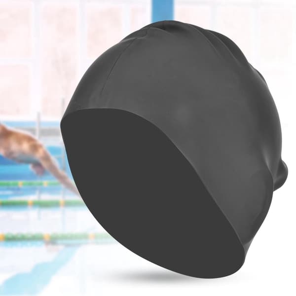 2 st Simningsmössa Elastisk Vattentät Silikon Sport Simhatt för Långt Hår Kvinnor Svart
