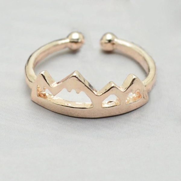 Unik justerbar Hollow Snow Mountain Öppning Finger Ring Dam Smycken Present Golden