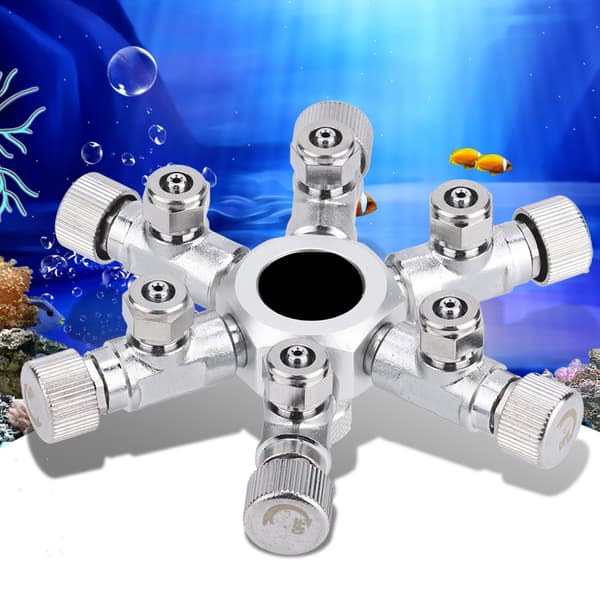6-vägs CO2-regulator splitterventil för akvarium