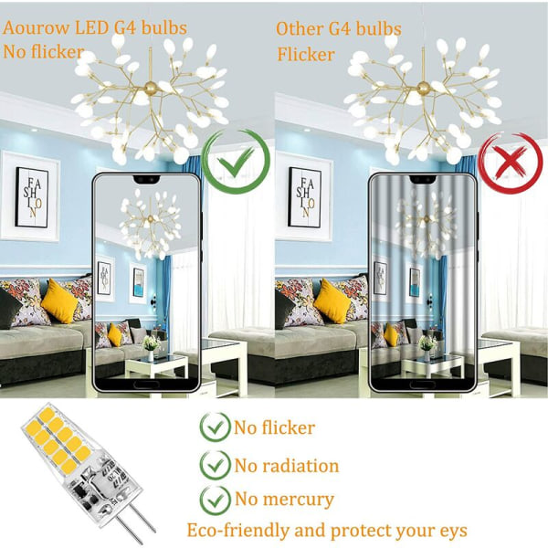 Frekvenslös 12v blinkande AC och DC universal g4 lamp pärla patch 20 kristall lamp pärlor silikon led lampa, 2W 3000K varm