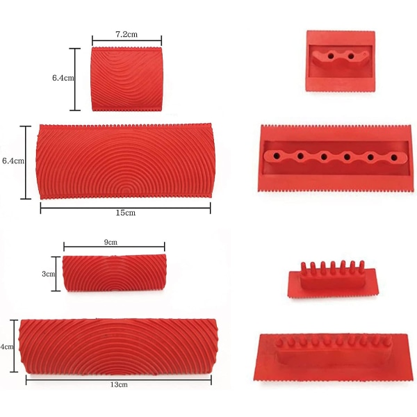 4 stk trækornsværktøjer, præget gummi trækornsmaling, trækorndesign dekorationsværktøj til hjemmets vægteksturværktøj