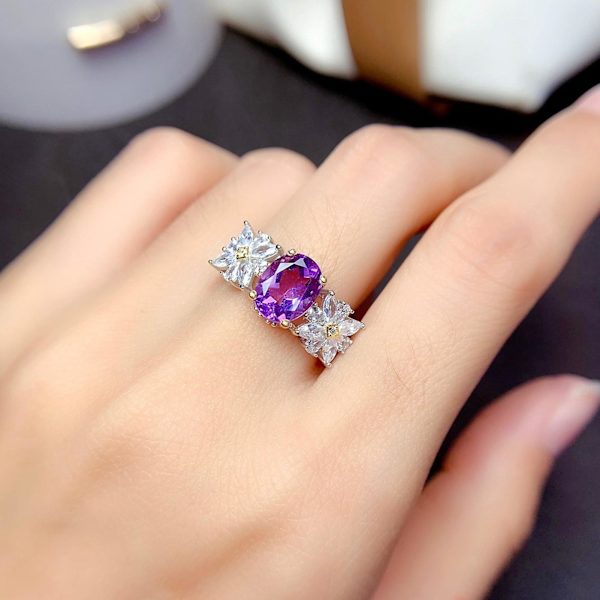 Utsökt kvinnor Ring med öppning Justerbar Faux Crystal Ametist Finger Band Party Favors