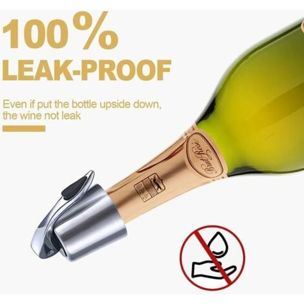 -Champagnepropp Bubble Guard 2st Universal vinflaskpropp Ingen läcka Återanvändbar vinflaskpropp i rostfritt stål för förvaring av vin eller champagne