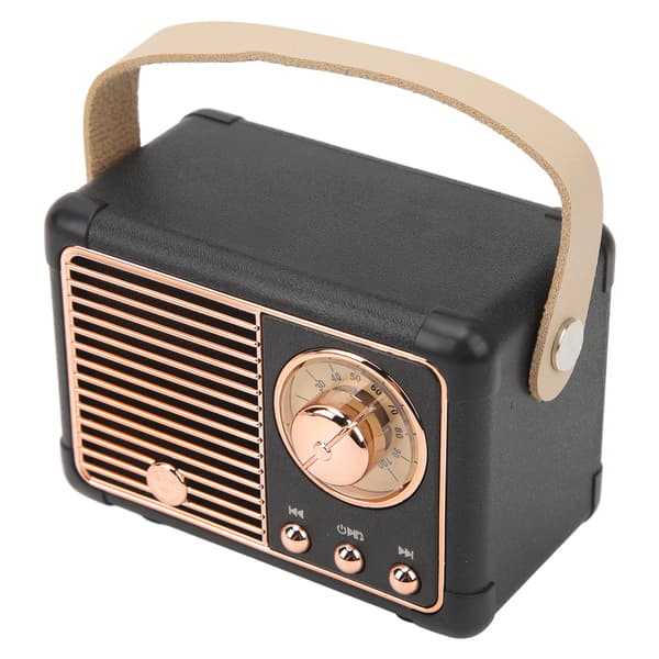 Bærbar Retro Bluetooth Højttaler Indbygget 400mAh Batteri Sort