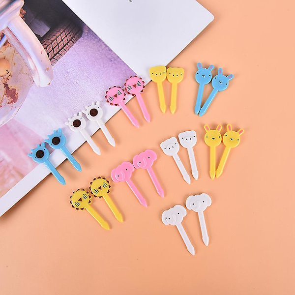 10st Dekor Lunchlåda Tillbehör Fruktval Barn&#39; Animal Forks Food Mini Tool