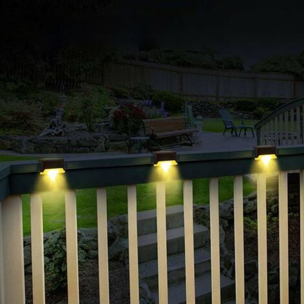Solar stängselljus, 4-pack LED solfärgssensorlampor, pooldekorationslampor, stegljus, gårdsbelysning