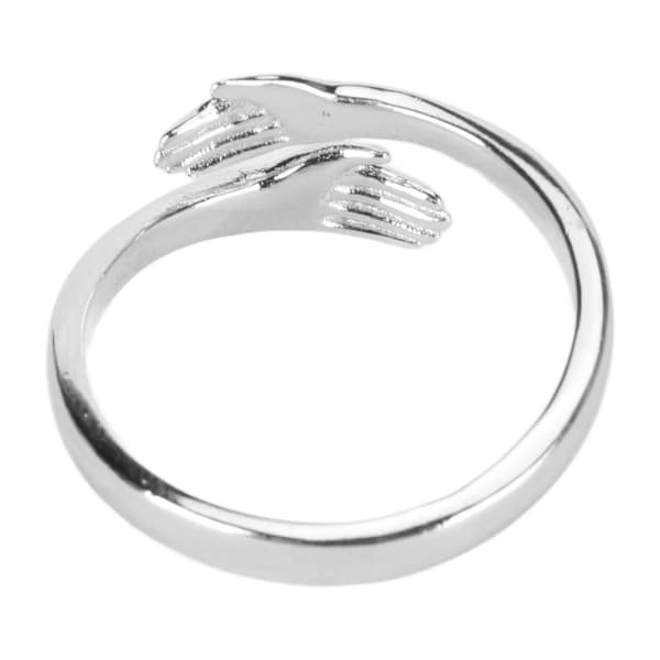 Justerbar åben hjertering sølv elegant bryllupsfest smykketilbehør