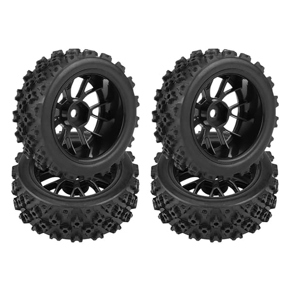 4 st Racing terrängfordonsdäck Gummi däck hjulfälg för RC 1:10 bil (svart)