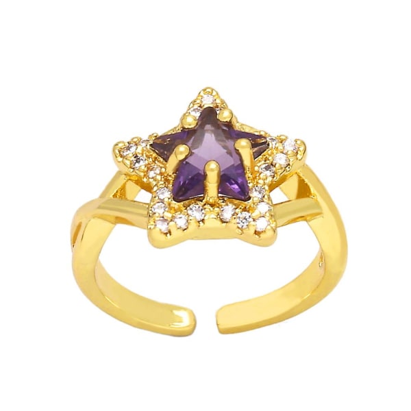 Ring Vintage Zircon Star Fashion smykker Ac10153 purple
