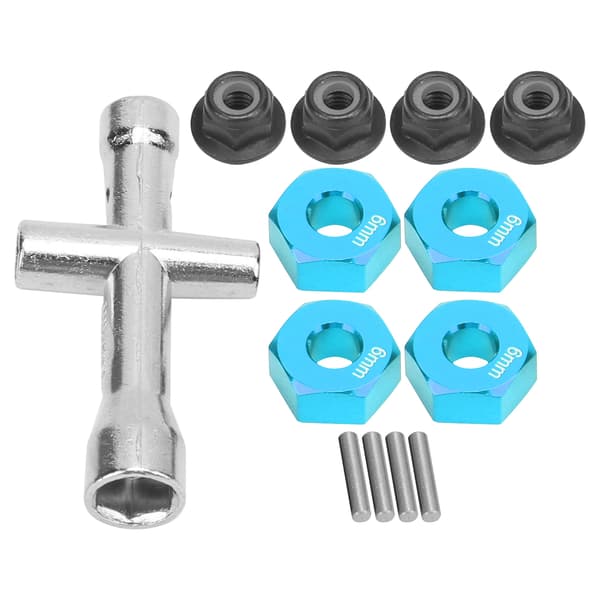 12mm Hex Adapter 6mm Tykk M4 Flenslåsmuttere Kryssnøkkelsett for 1 10 RC Bil Blå