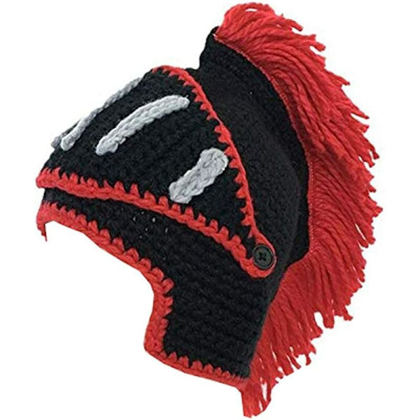 Sjov ridderhat med skæg Beanie Håndstrik tyk blækspruttehat Halloween Cosplay Skiløb