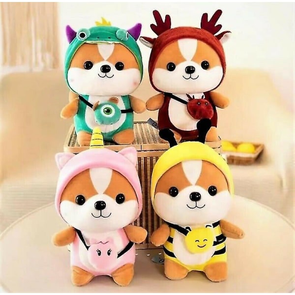Corgi Shiba hundplysch mjuk leksak Söt Kawaii. (bi, ren, , enhörning) Reindeer
