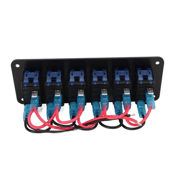 6 Gang Vandtæt Toggle Switch Panel DC12V til 24V 3PIN Blå Baggrundslys 30A Forudtrådet til RV Yacht Bil