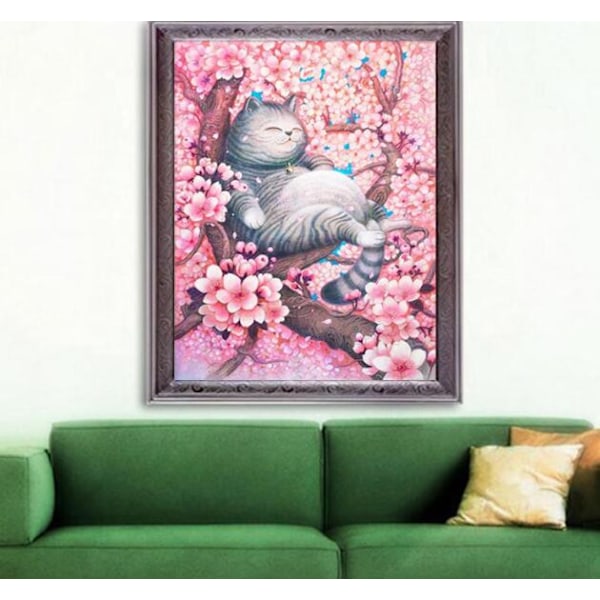 Cherry Blossom Tree Cat diamond painting (30*40cm)