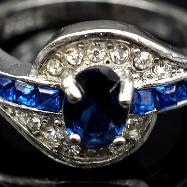 Ring Elegant reptålig legering blå rhinestone ring för semester 9