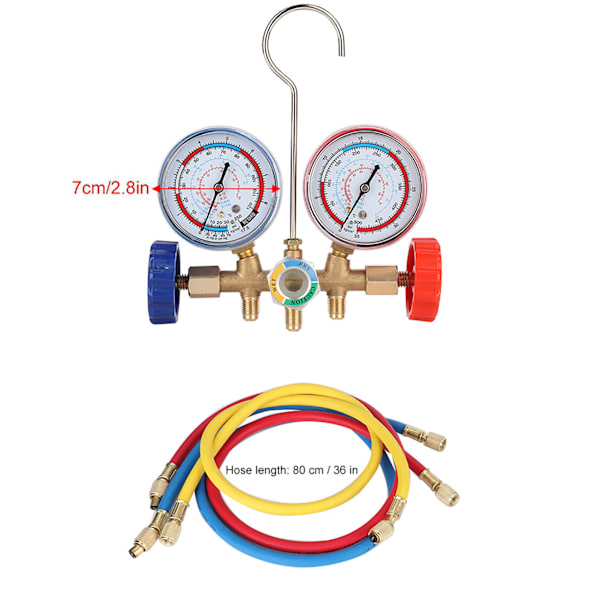 Koldmedium AC Diagnostisk Manifold Måler Slange Krog Sæt