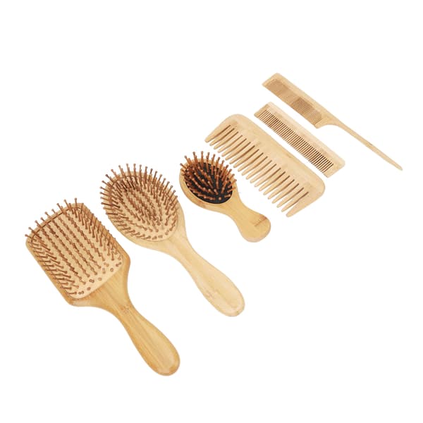 6 st Kamhår Skägg Luftkudde Utrasslande Borste Bambu Set Kit För Hemsalong