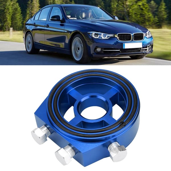 Blå Aluminium Universal Oljefilterkjøler Temperatur Sandwich Plate Adapter