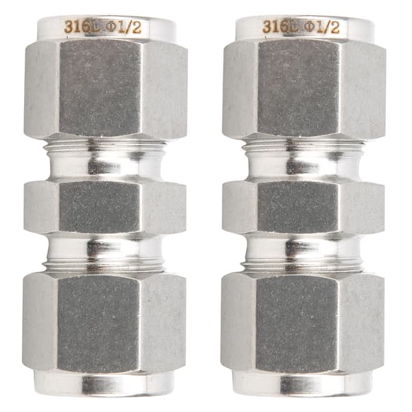 316 rustfrit stål dobbelt ferrule rørkompressionsfitting lige adapter til 1/2 tomme rør