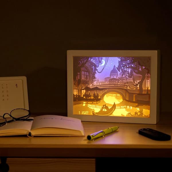 3D LED Papirklipp Lysboks Nattlampe Borddekor