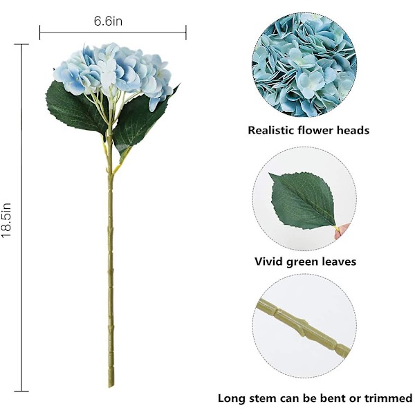 Nordisk stil hortensia, blå*5, 5 stk