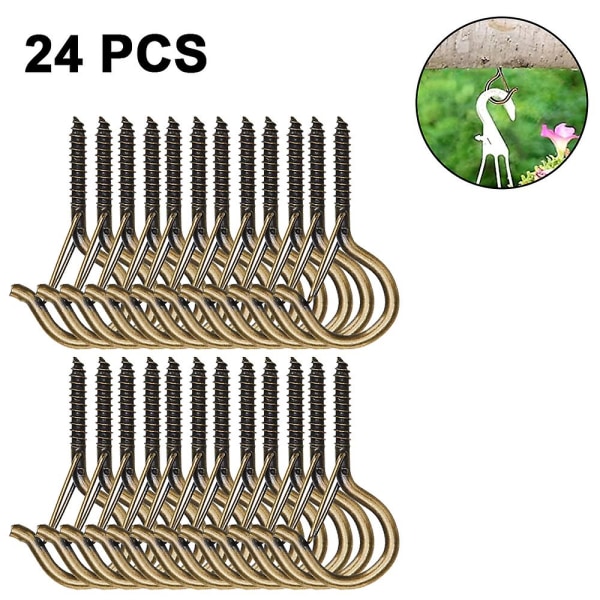 24 stk. Skruekroge Udendørs Lyssnor Sikkerhedsskruekrog Loftkroge Med Sikkerhedsspænde Vægophæng Bøjler Til Fest Og Festivalpynt Bronze