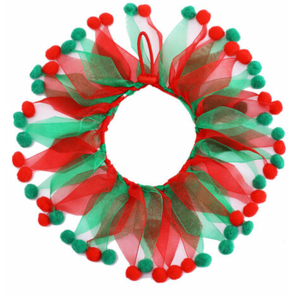 Julkrage för husdjur, röd och grön, justerbar julklänning för katt och hund (S(30 cm))