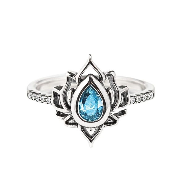 Dam Ring Glänsande Rhinestone Water Drop Shape Vintage Knuckle Ring för fester Blue US 7