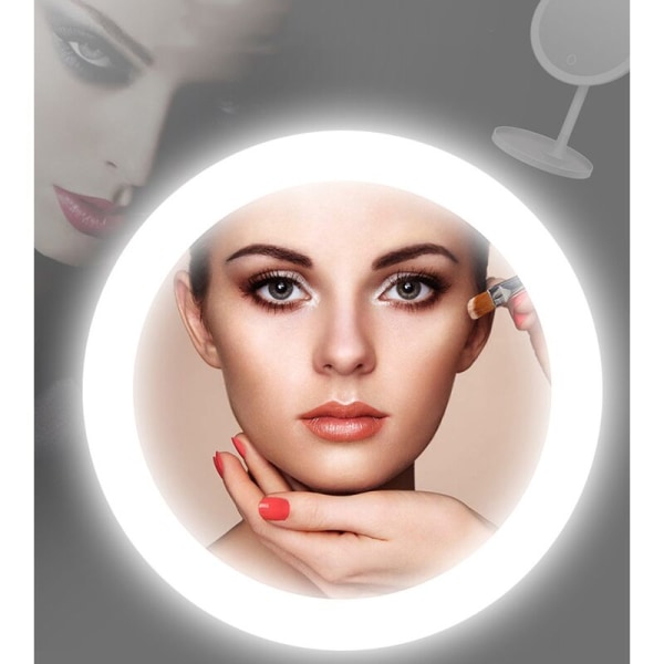 Hvid nr. 5x Spejl HD LED Bærbart Spejl Makeup Spejl Gave