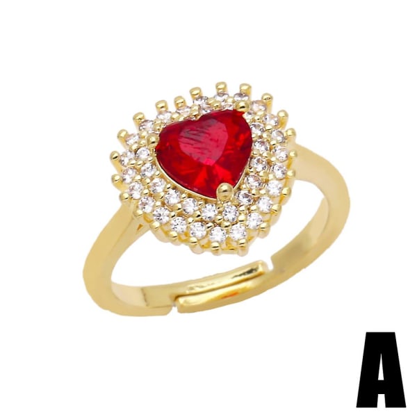 Ring Vintage Zircon Heart Stud Fashion smykker Ac10728 Red