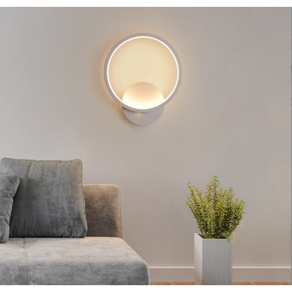 LED-seinävalaisin, seinäkoristelu parvekkeelle/olohuoneelle/portaille/makuuhuoneeseen/lasten makuuhuoneeseen (pyöreä valkoinen, yksivärinen valkoinen valo)