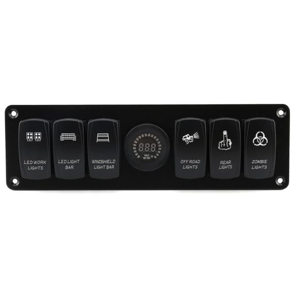 6 Gang Rocker Switch Panel Farverig LED Voltmeter til RV Bil Marine Båd