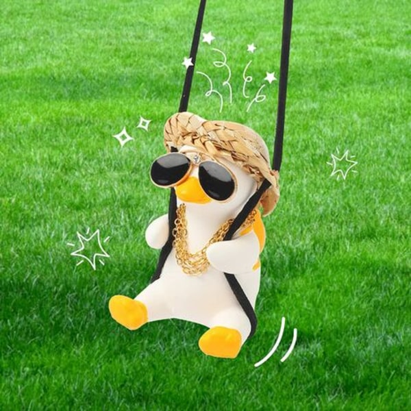 Swinging Duck Car Hanging Ornament - Bilspegel - Inredningstillbehör - Rolig present för män kvinnor (tunn)