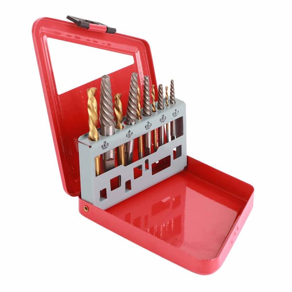 10 st Vänsterhands Titanbelagda Borr Extractor Set Legerat Stål Skruv Extractor Kit
