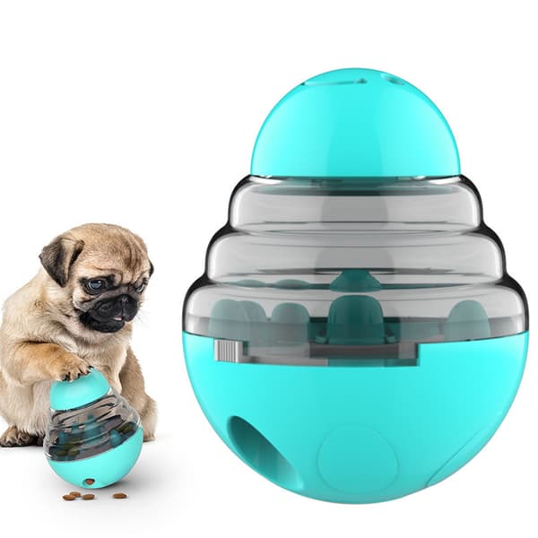 Holdbar Slow Feeder Puzzle Legetøj Hundefoder Dispenser Bold Interaktiv Kæledyrsfodringsskål Søblå